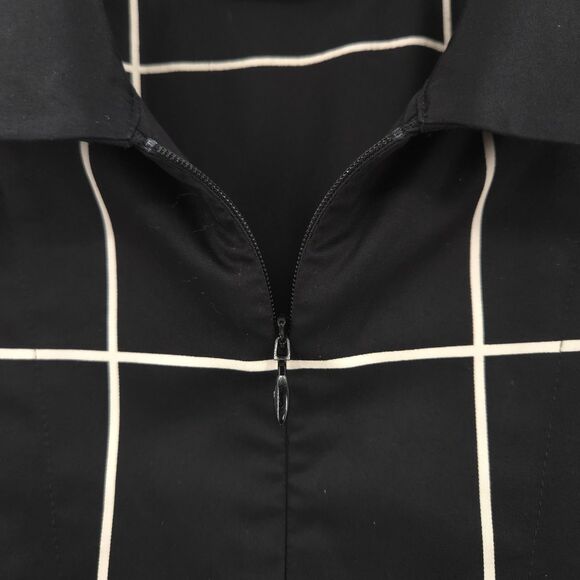 Akris Punto womens windowpane check zip front top Size 10 black & white - Picture 6 of 10